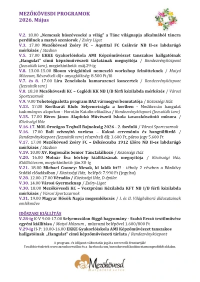  Májusi programok - Galéria kép 0 - Zsóry Liget Hotel