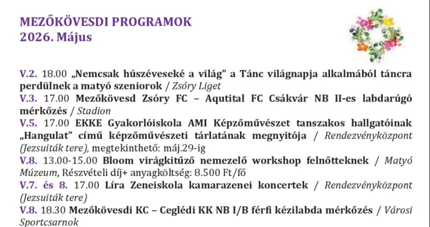 Májusi programok - Látványosság képe - Zsóry Liget Hotel
